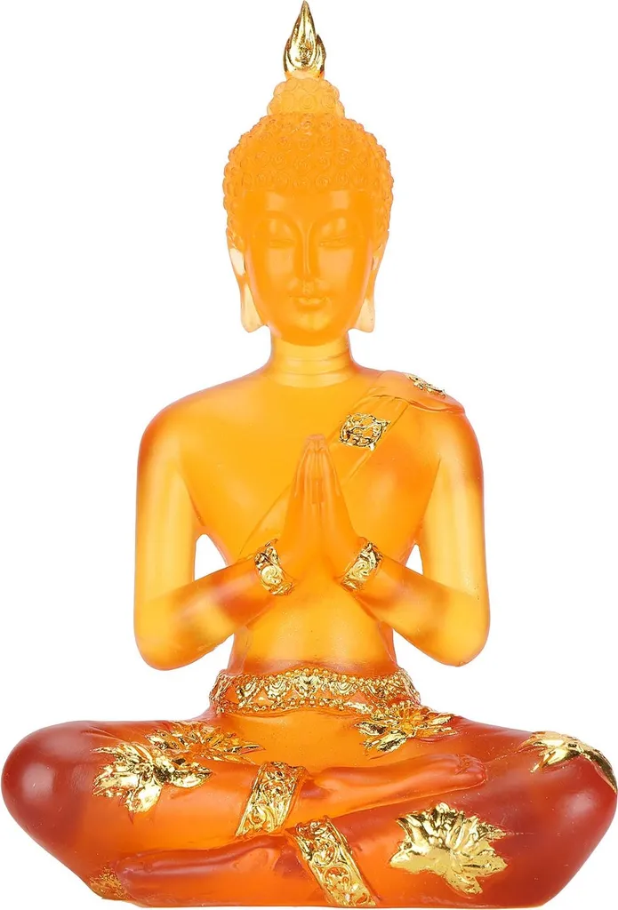Statua trasparente di Buddha seduto in resina sintetica, scultura, casa-ufficio, decorazione Feng Shui