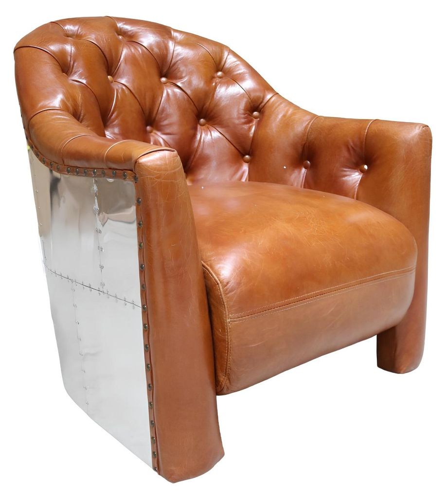 Ledersessel Flugzeug Design Clubsessel Leder Sessel Aviator Vintage Leder Neu