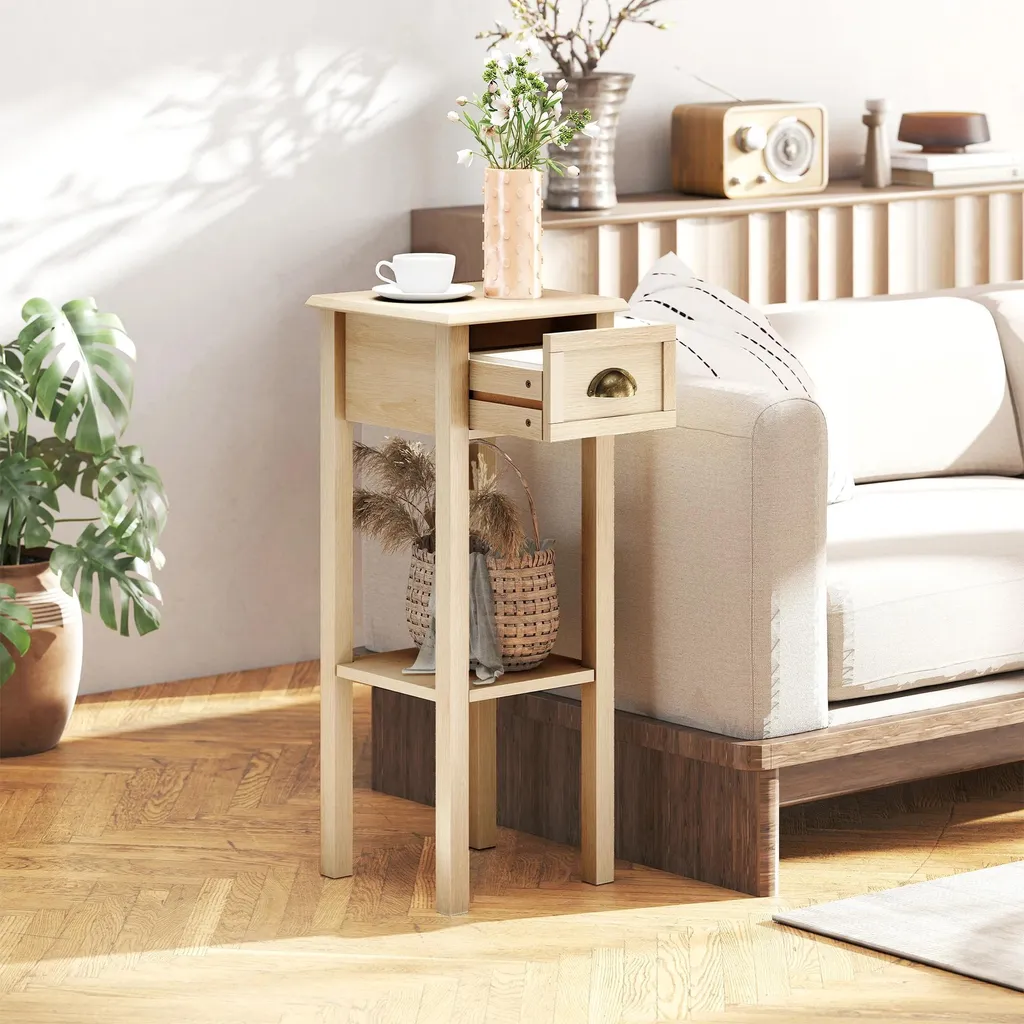 Table basse compacte jaune rustique - Meuble d'appoint robuste et coloré