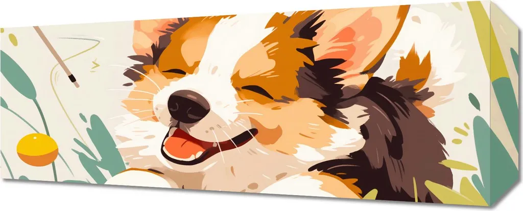 Quadro Corgi Spensierato 50x20 - Arredamento Trendy per Pet Lovers