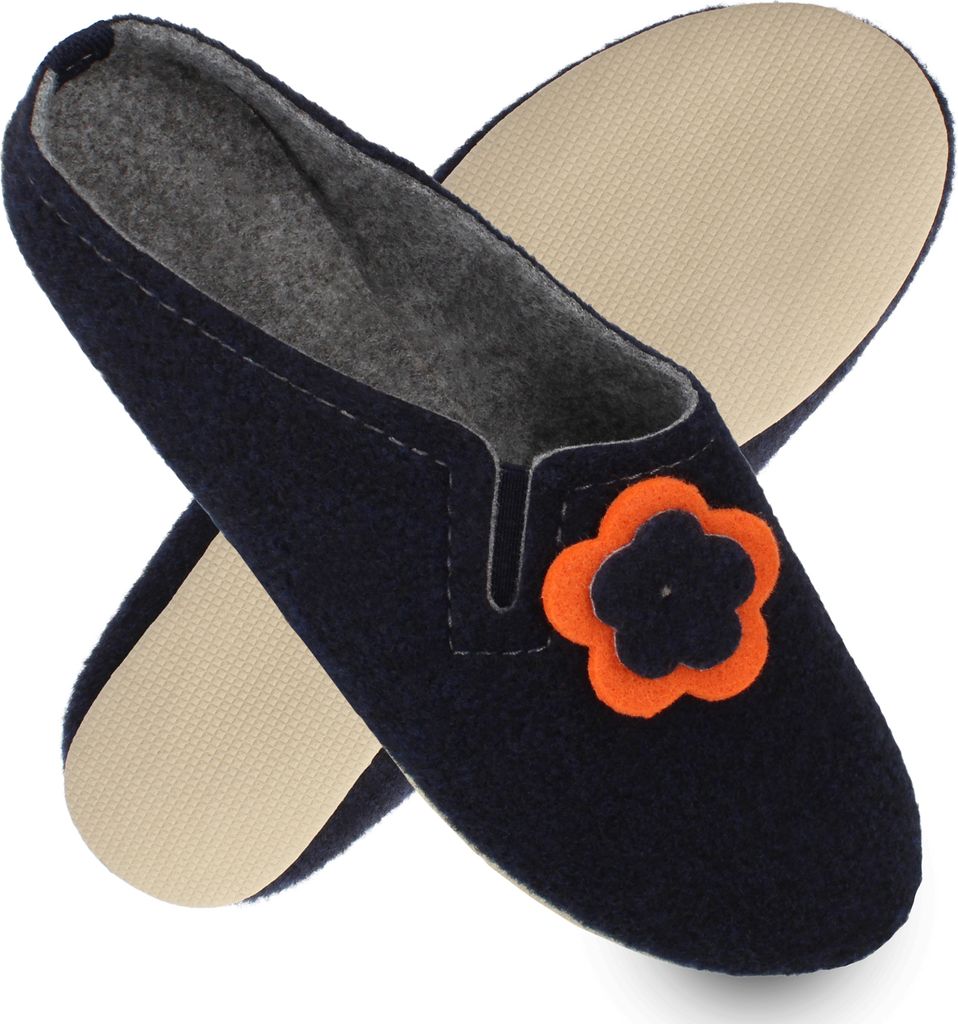 filsko Fils Damen Filz Hausschuhe mit Blumenapplikation Damen Winter Pantoffeln Filzsohle Gummisohle