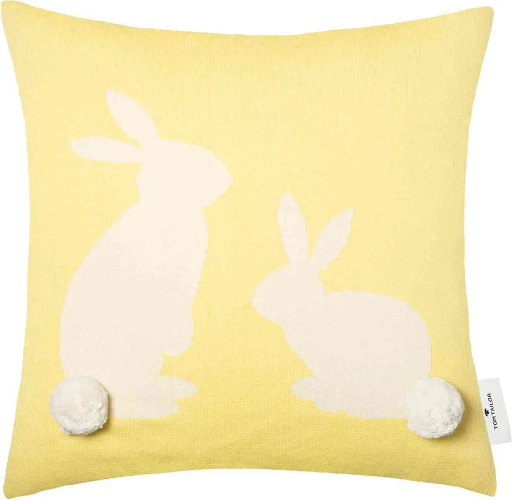 TOM TAILOR copricuscino decorativo BOBBLE RABBIT Giallo chiaro 40 x 40 cm
