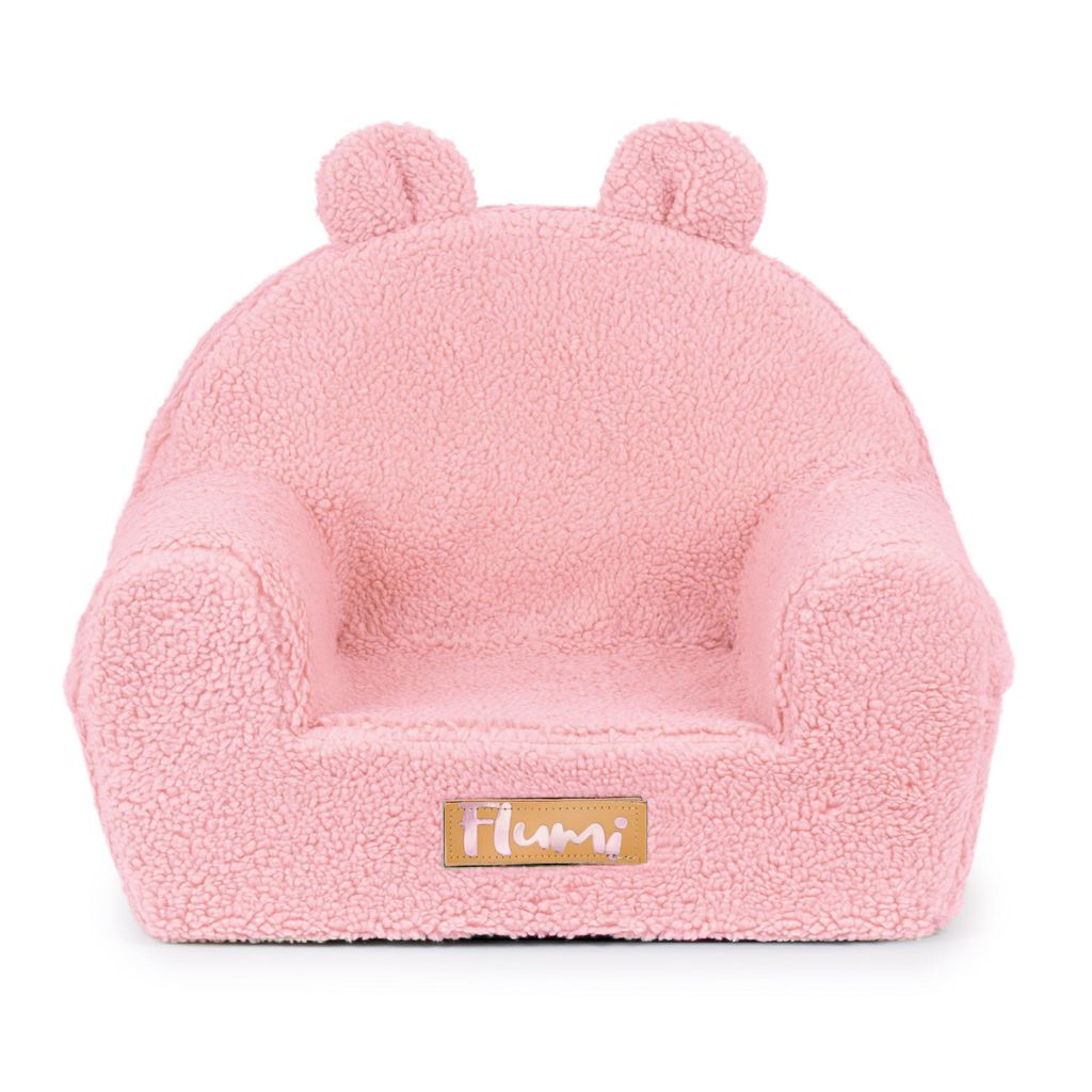 Flumi kinderfauteuil van bouclé met oortjes en naamgravure, Productafbeelding 