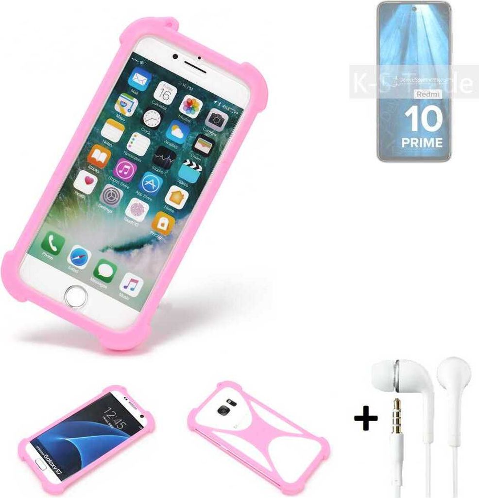 K-S-Trade Bumper + Kopfhörer kompatibel mit Xiaomi Redmi 10 Prime 2022 Handy Hülle Schutzhülle Silikon Schutz Hülle Cover Case Silikoncase