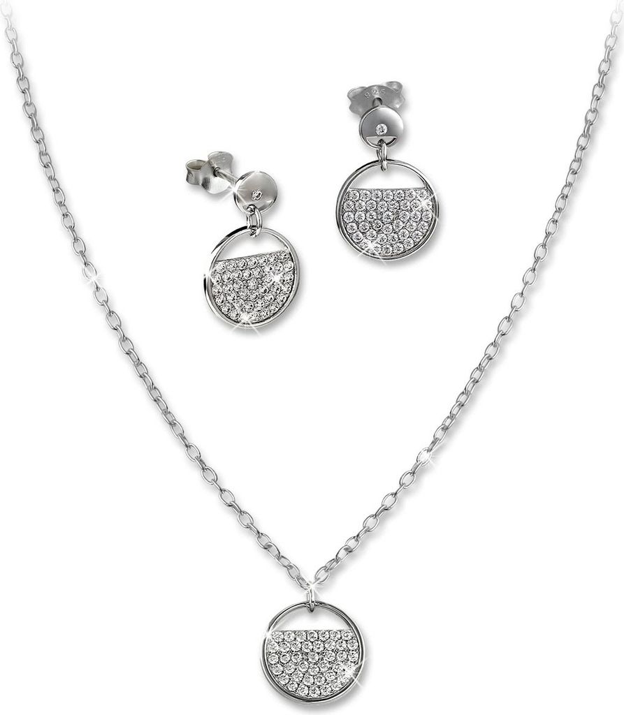SilberDream Zirkonia Set Kette Anhänger Ohrringe Silber weiß Damen GSS410W