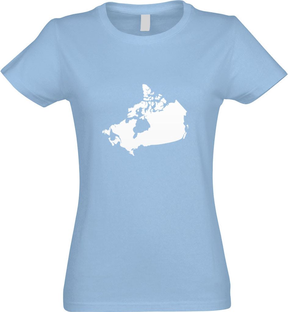 Kiwistar - T-Shirt tailliert - Damen - himmelblau - Kanada Umriss Kontur - mit Motiv Bedruckt - Funshirt Design - Sport - Freizeit - Damen - XL