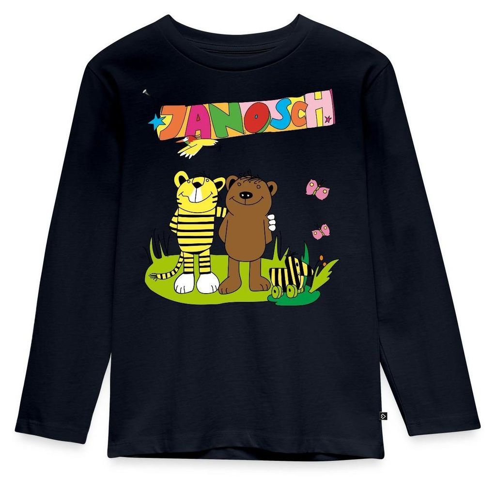 Spreadshirt Janosch Tiger und Bär Freundschaft Kinder Premium Langarmshirt, 98/104 (2 Jahre), Navy