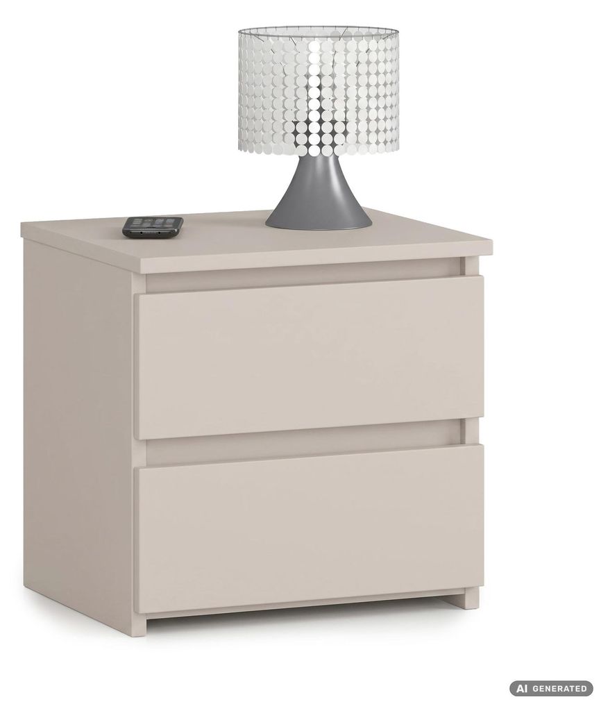 Nachttisch CL2 Kaschmir 40 cm 2 Schubladen Front Kaschmir Produktbild 