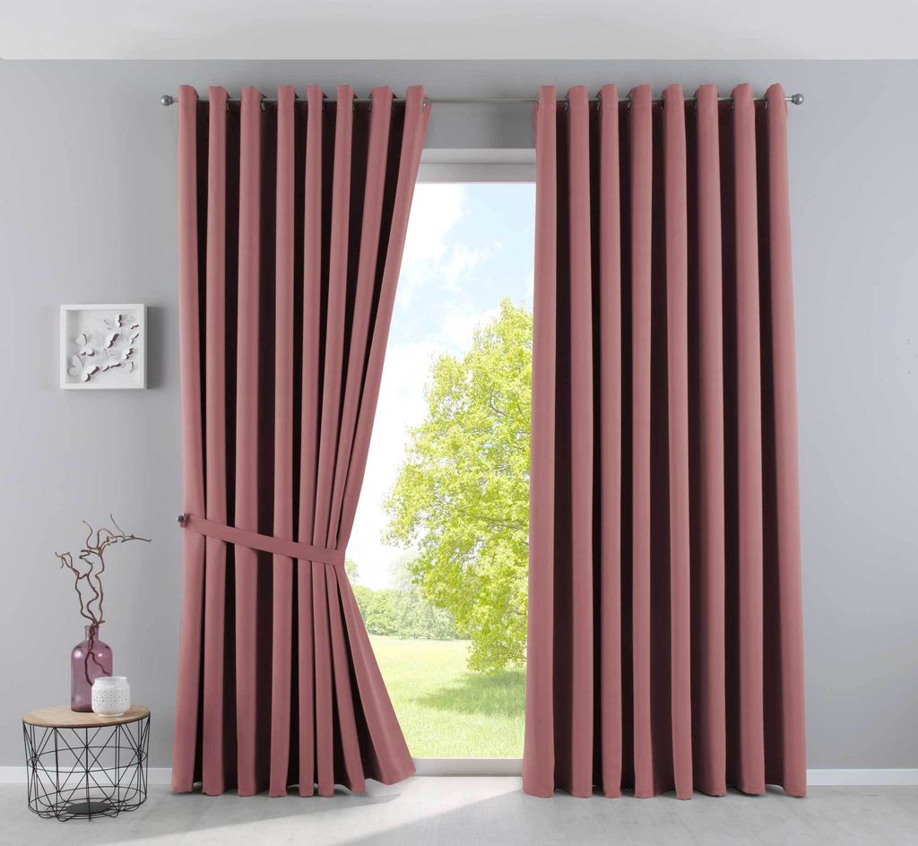 Vorhänge Blickdicht »NewYork« Altrosa HxB 245x295 cm 2er-Pack Thermo-Gardinen Verdunkelungsvorhang Blackout Ösen schalldämmend UV-Schutz Raffh...