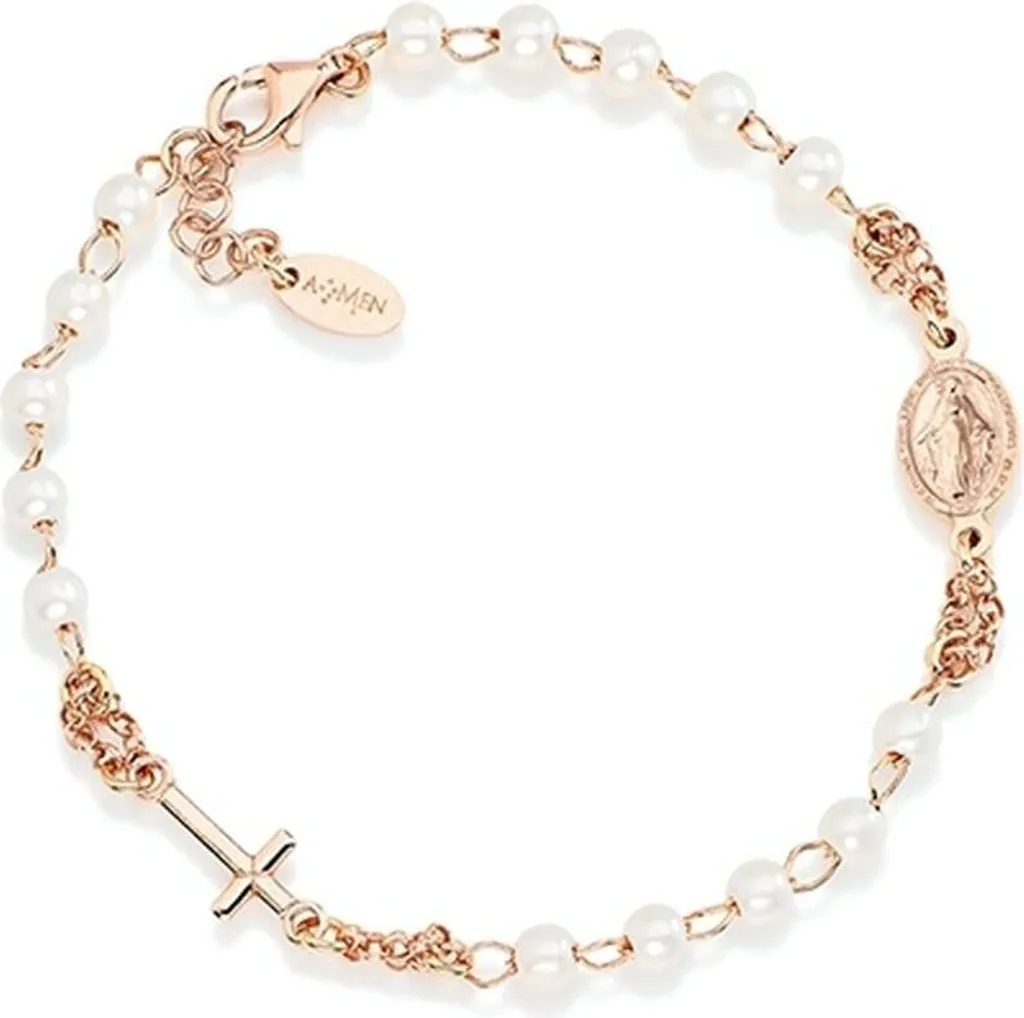 Amen Bracciale Rosario BRORB3F: Regalo Ideale Battesimo e Cresima