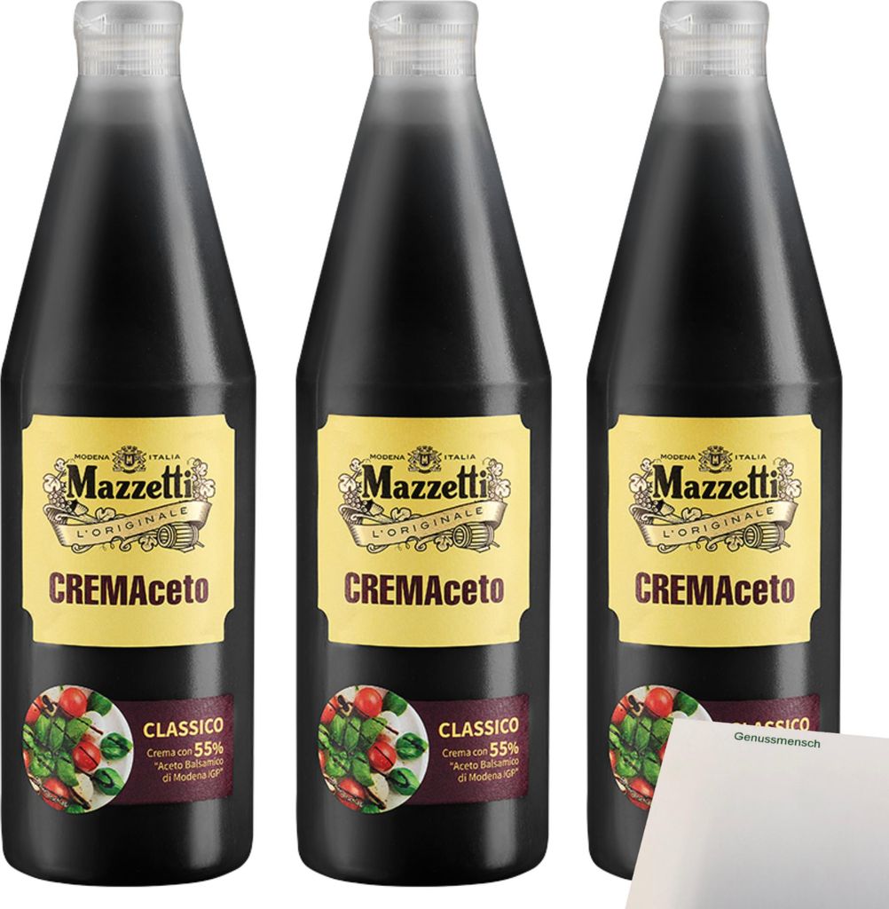 Mazzetti Cremaceto Classico 55 % Aceto Balsamico di Modena I.G.P. 3er Pack (3x800ml Flasche) + usy Block