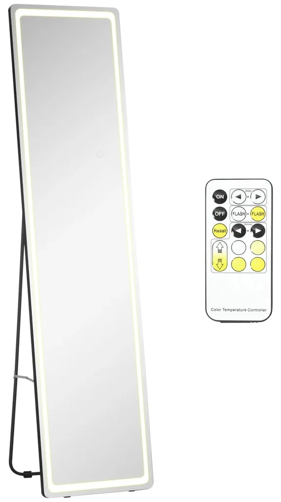 Miroir LED à poser design moderne bicolore argenté et noir - 160x45cm