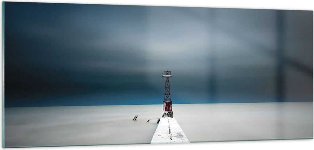 Bilder auf glas - Einteilig - Turm Strand Himmel - 100x40cm - Glasbilder - Wandbilder - Bilder - zum Aufhängen bereit - Wanddekoration aus Glas - ...