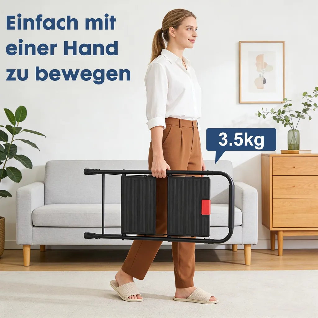 Marchepied robuste et durable 2 marches, échelle pliable avec sécurité renforcée