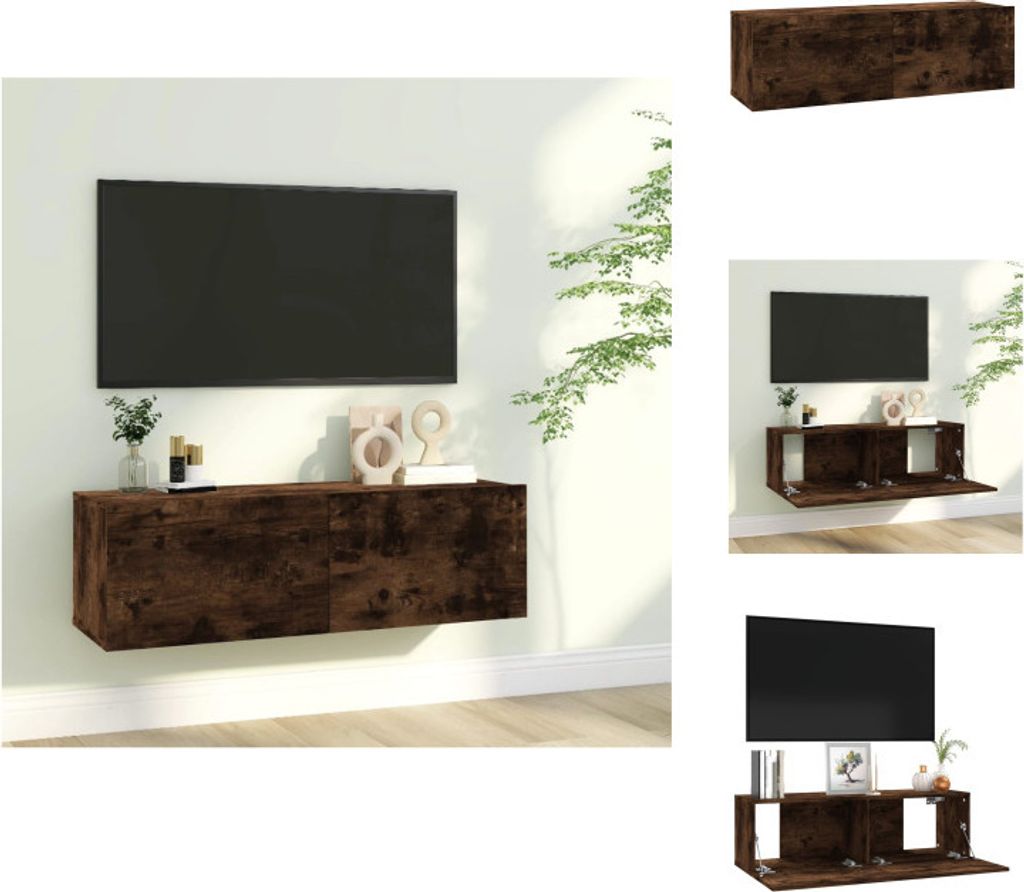 vidaXL TV-Wandschrank Räuchereiche 100x30x30 cm Holzwerkstoff - TV-Möbel