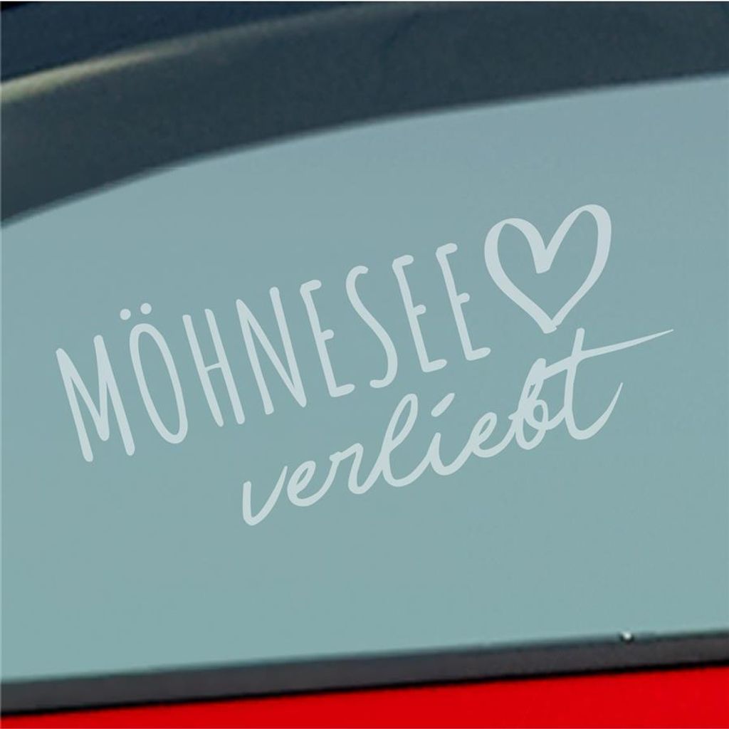 Auto Aufkleber Möhnesee verliebt Herz See Sea Liebe Car 19x8 cm Milchglas Sticker Heckscheibenaufkleber