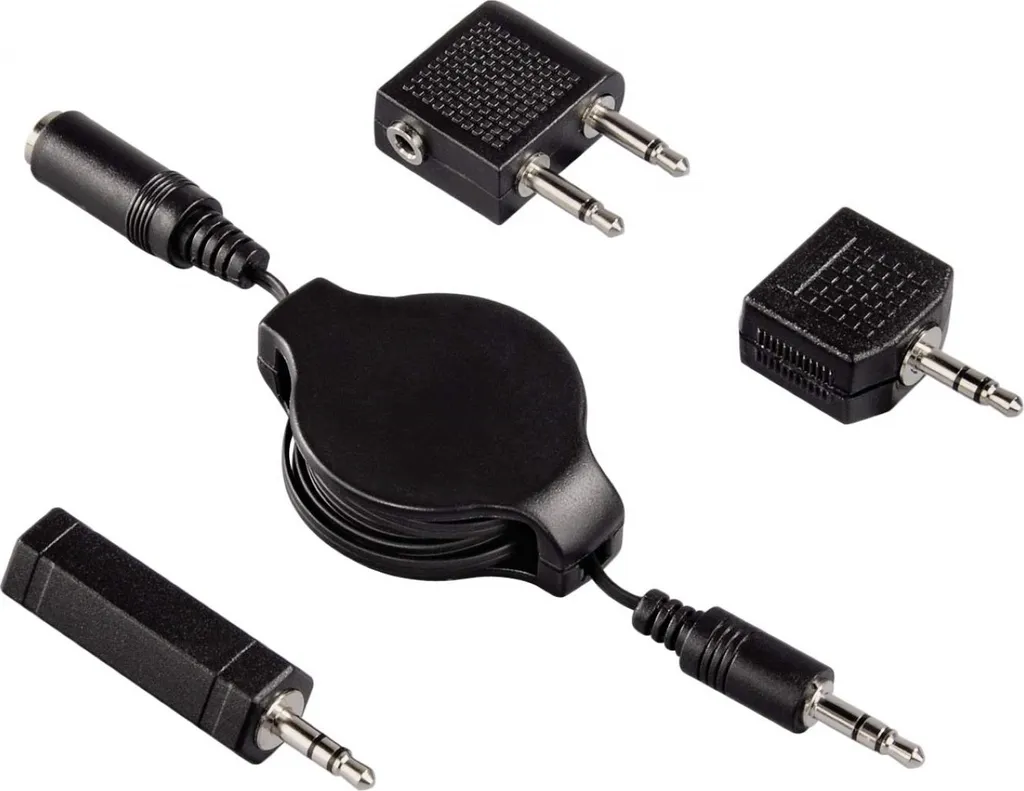 HAMA Kit adaptateur avec câble audio Jack 3.5mm Roll-Up de 1.2m noir