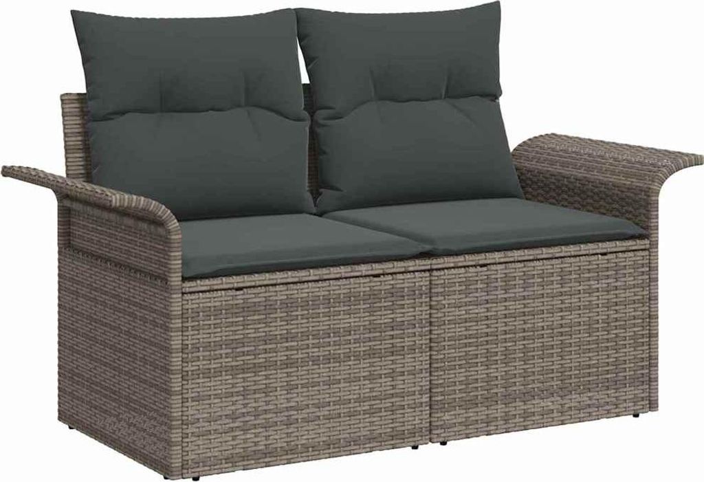 (Robust Möbel) Garten-Sofa-Set - elegantes Design - Sitzgruppe mit Sofa, Tisch - mit Kissen mit Speicher 7 pcs Grau Poly Rattan - Terassenmöb...