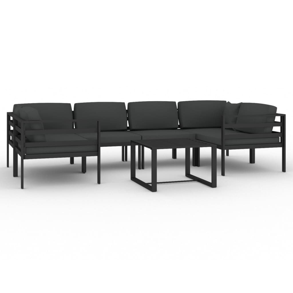 "SALE 2026" 7-tlg. Garten-Lounge-Set/Garten-Essgruppe - Balkonmöbel Set - mit Kissen Aluminium Anthrazit - Gartenmöbelset DE6716770