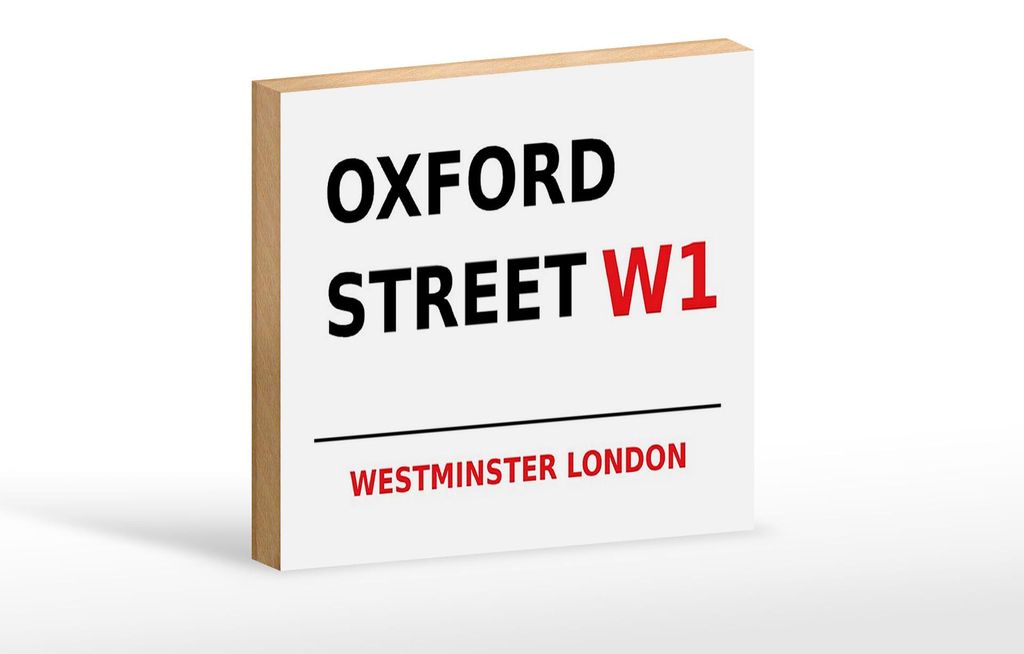 Holzschild London 18x12cm Westminster Oxford Street W1 Produktbild 