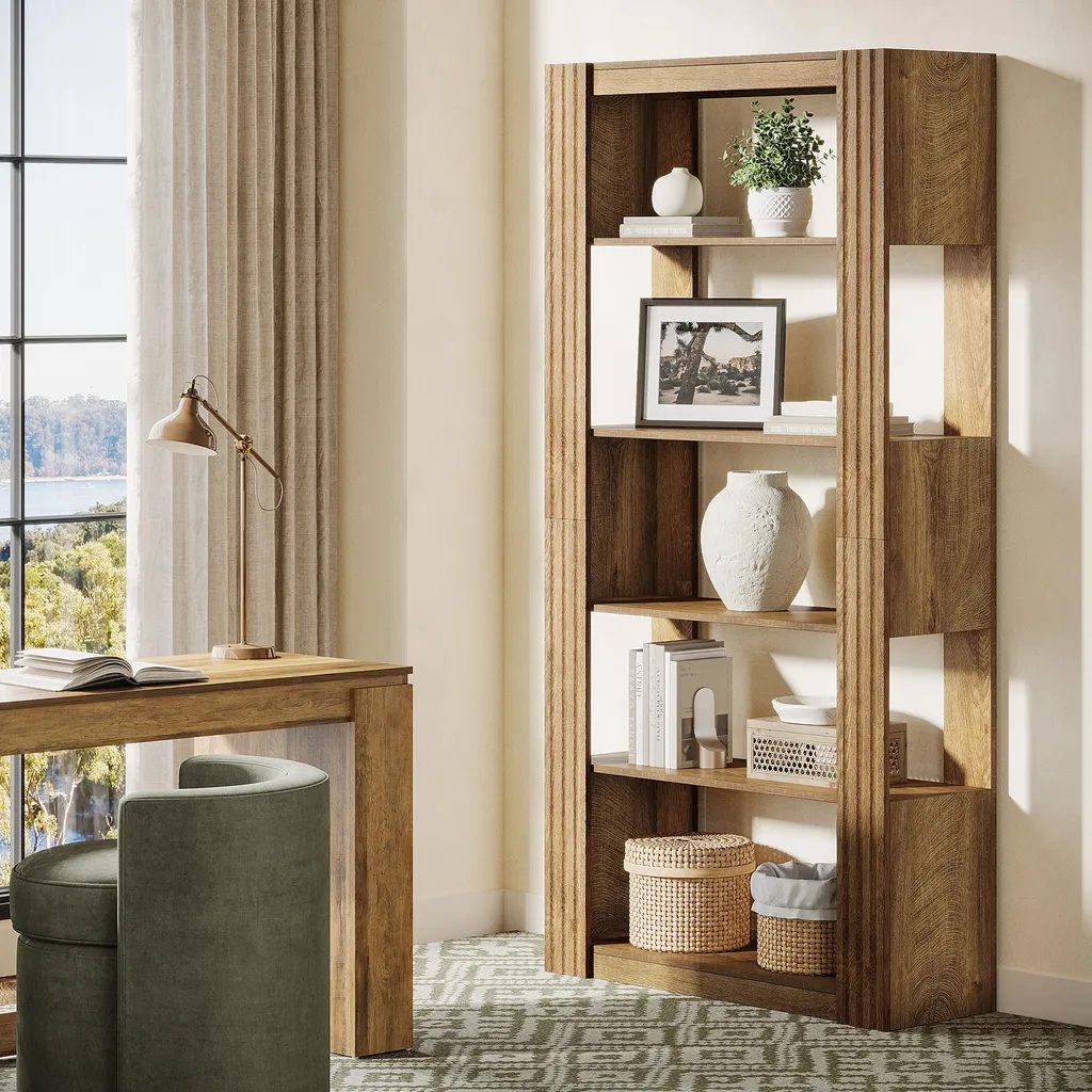 Étagère sur Pied Industrielle Haute pour Salon et Bureau, Style Rustique