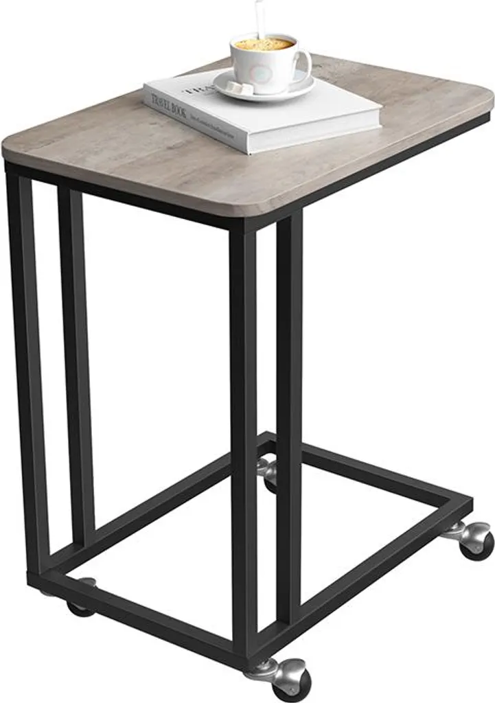 Table basse à roulettes industrielle gris beige noir - Modèle Loft G2