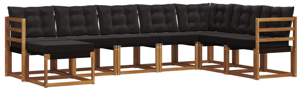 vidaXL Outdoor-Sofagarnitur mit Kissen 8 pcs Natürlich und Schwarz