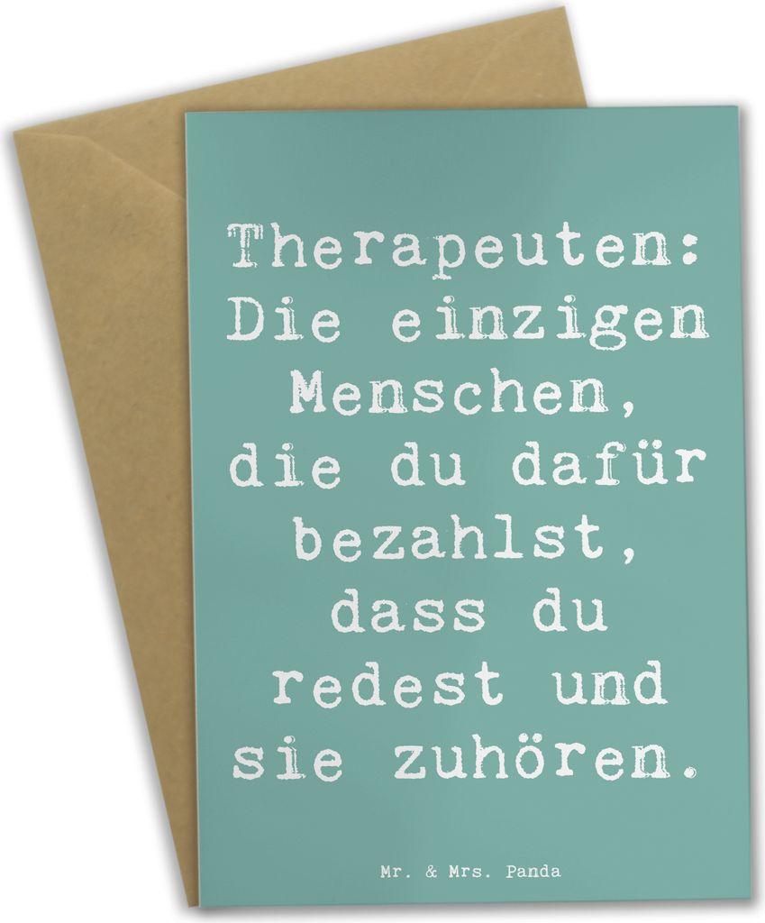 Mr. & Mrs. Panda Klappkarte Spruch Wunderbare Therapeutin - Meeresbrise - Geschenk, hochzeitskarten, Berufsgestaltung, Ergotherapie, handgefertigte...