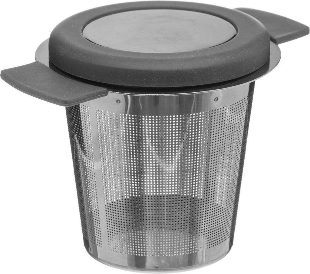 Secret de Gourmet Teesieb mit Deckel Rostfreier Stahl Kunststoff silber grau 10,5 cm x 7,5 cm x 7 cm