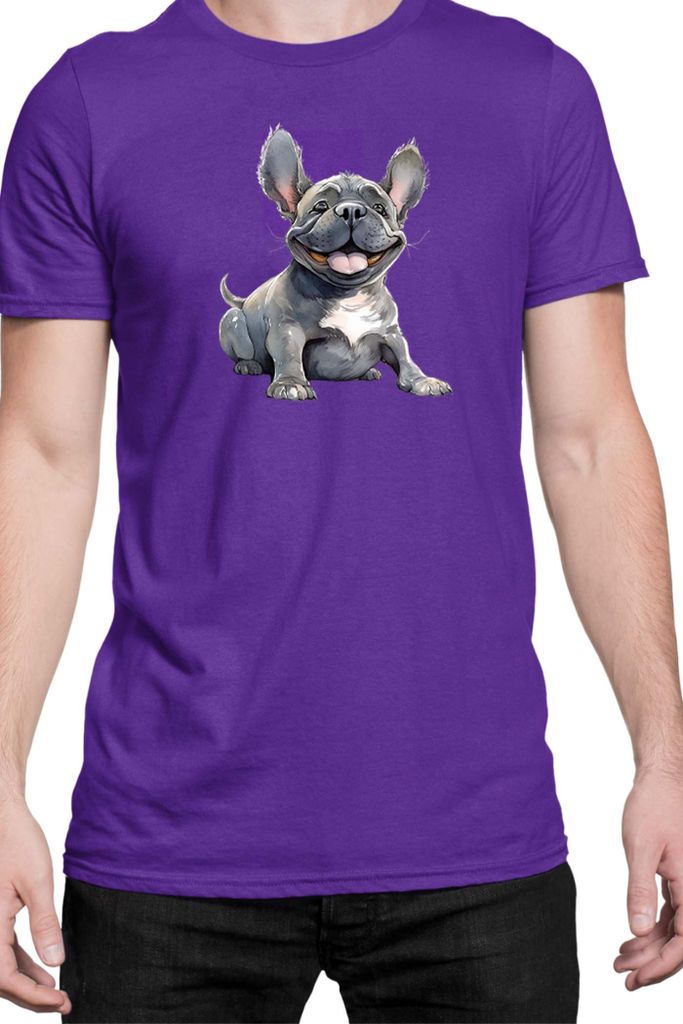 Herren T-Shirt Funny Dogs Breeds French Bulldog Breed Dog Breed, Man S / Lila