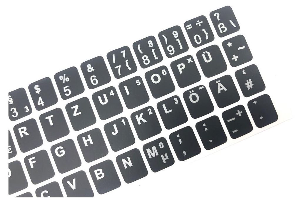 Lacerto® | 11 x 13 mm – Set di adesivi tedeschi per tastiere PC e laptop con tasti aggiuntivi e tastierino numerico | Colore: nero