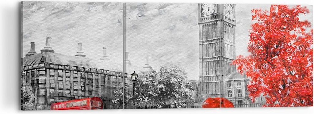 Bild auf Leinwand - Leinwandbild - London Bus - 120x40cm - Wand Bild - Wanddeko - Wandbilder - Leinwanddruck - Bilder - Kunstdruck - Wanddekoration...