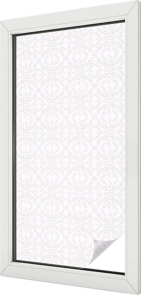 Buntglas Fensterfolie – 100x100 cm – Stained-Glass Design – blickdichte dekorative Sichtschutzfolie – selbstklebend, UV-Schutz – Pflanzen...