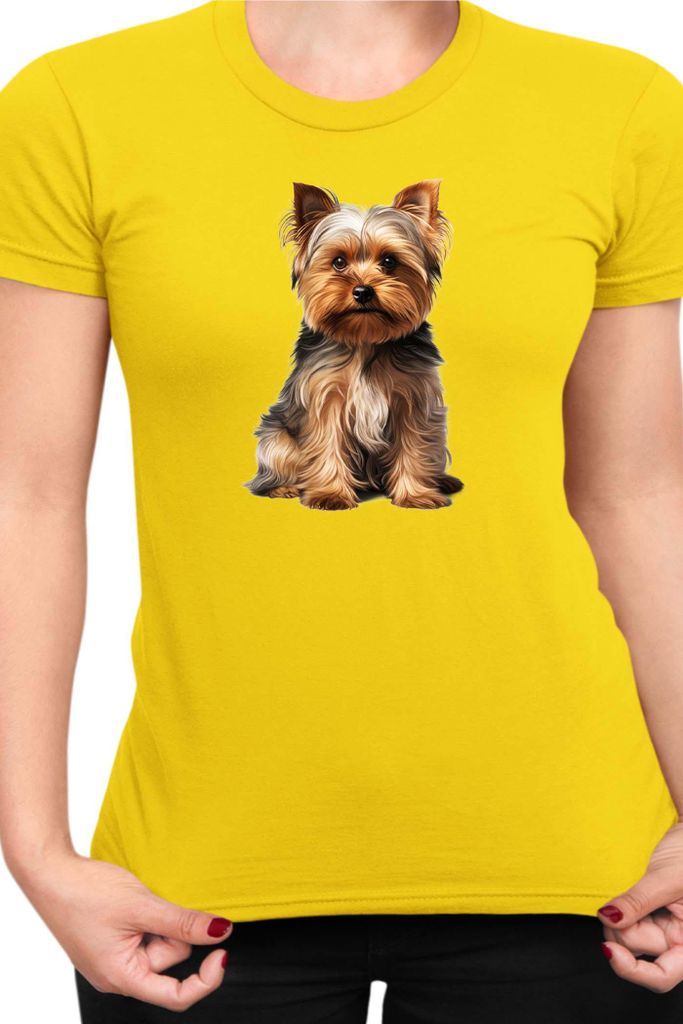 Damen T-Shirt Dogs Breeds Yorkshire Terrier Dog Breed 006, Lady XL / Gelb