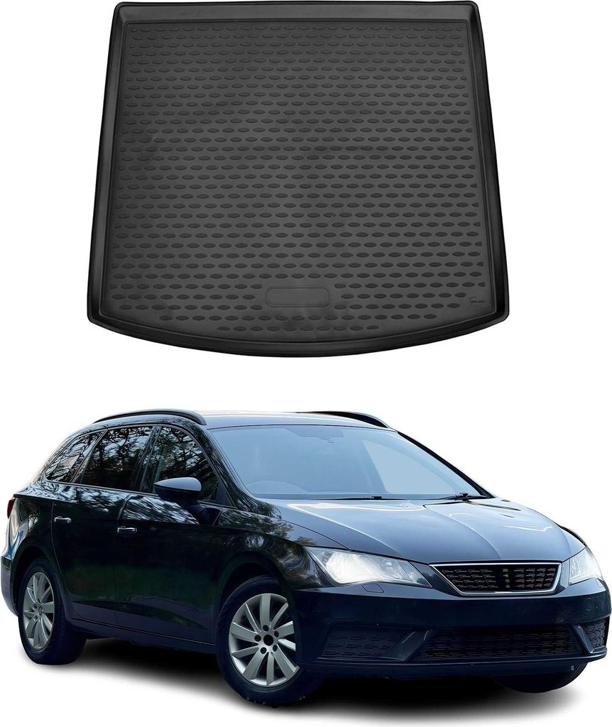 Kofferraummatte Kofferraumwanne für Seat Leon Kombi 2012-2020 Gummi TPE Schwarz