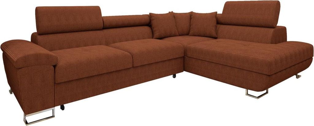MIRJAN24 Ecksofa Cotere Cord, L-Form Eckcouch mit Schlaffunktion und Bettkasten (Farbe: Poso 39, Seite: Rechts)