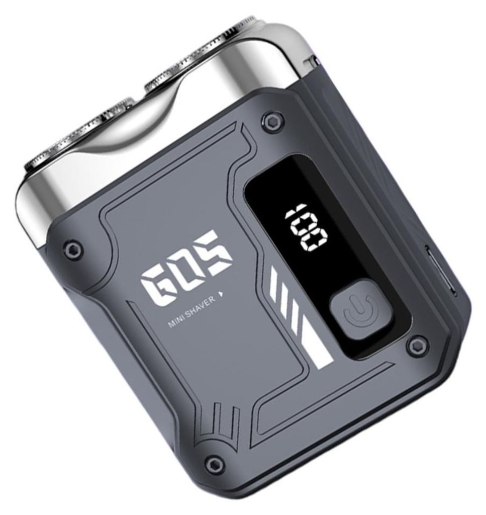 INF Elektrischer Rasierer für Herren mit Edelstahl, Reise 6.75x5.3x2.8cm Grau