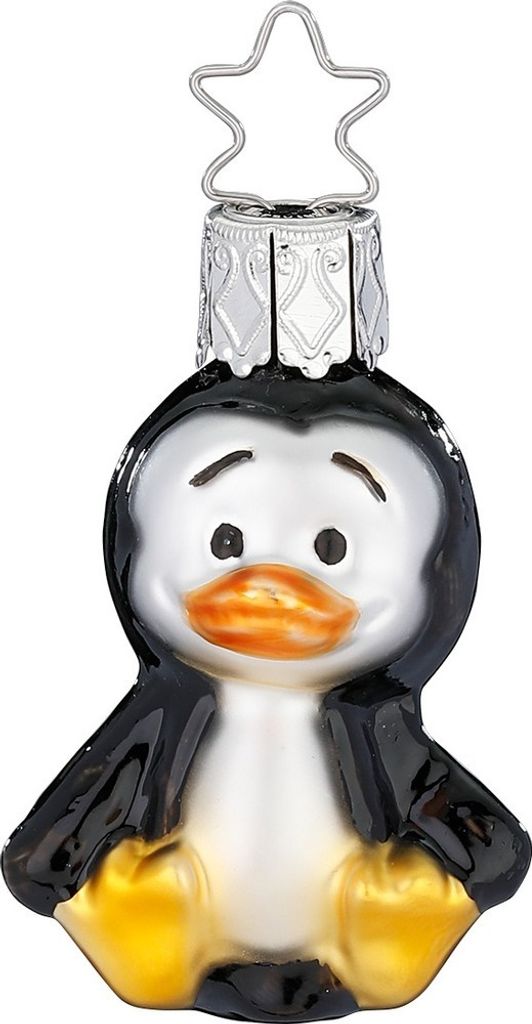 Christbaumschmuck Glas Baby Pinguin 5,5cm Schwarz / Weiß