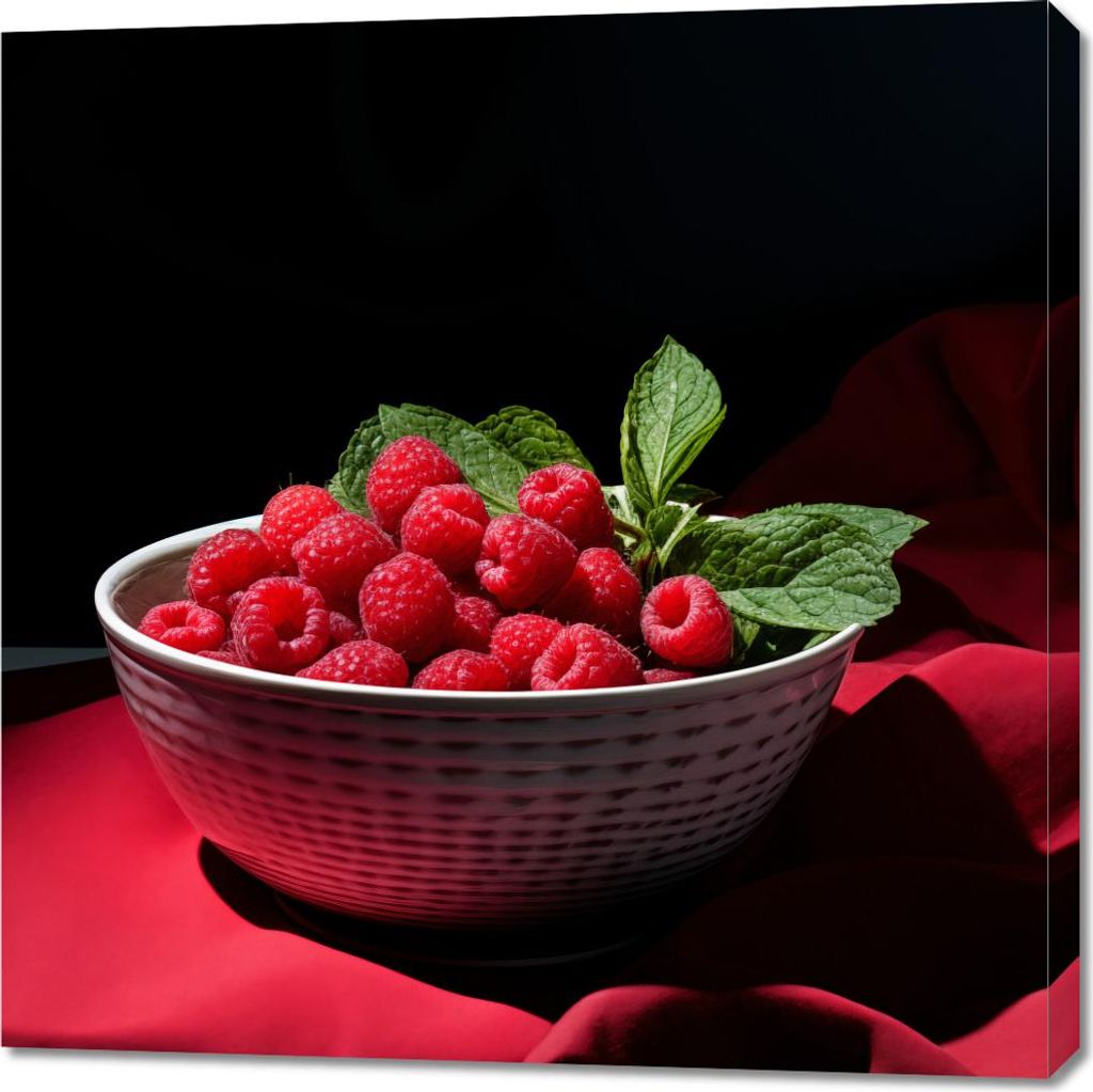 Bild 90x90cm Himbeer Schale