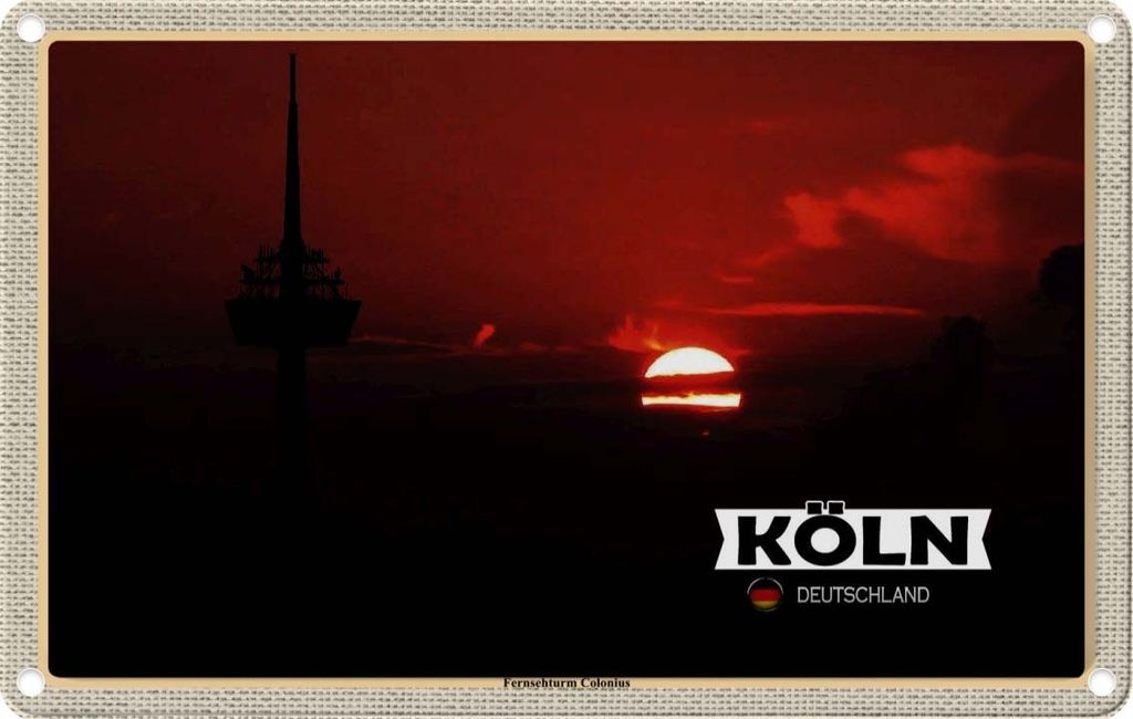 vianmo Blechschild 12x18 cm Köln Fernsehturm Colonius Bildmotiv Reisemotiv Abenteuer Reisen