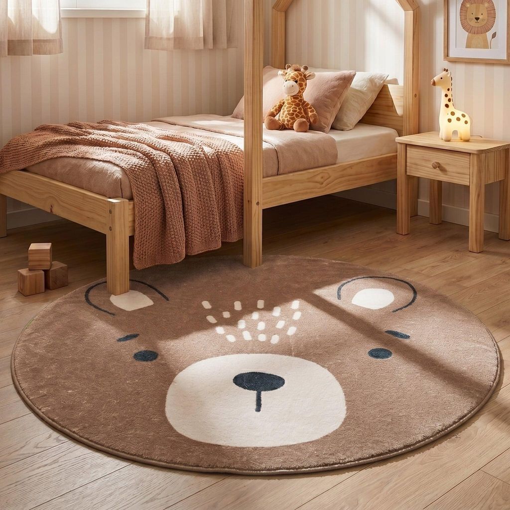 Volero - Waschbarer Spielteppich Rund - Sammy Bear Braun - Produktbild 