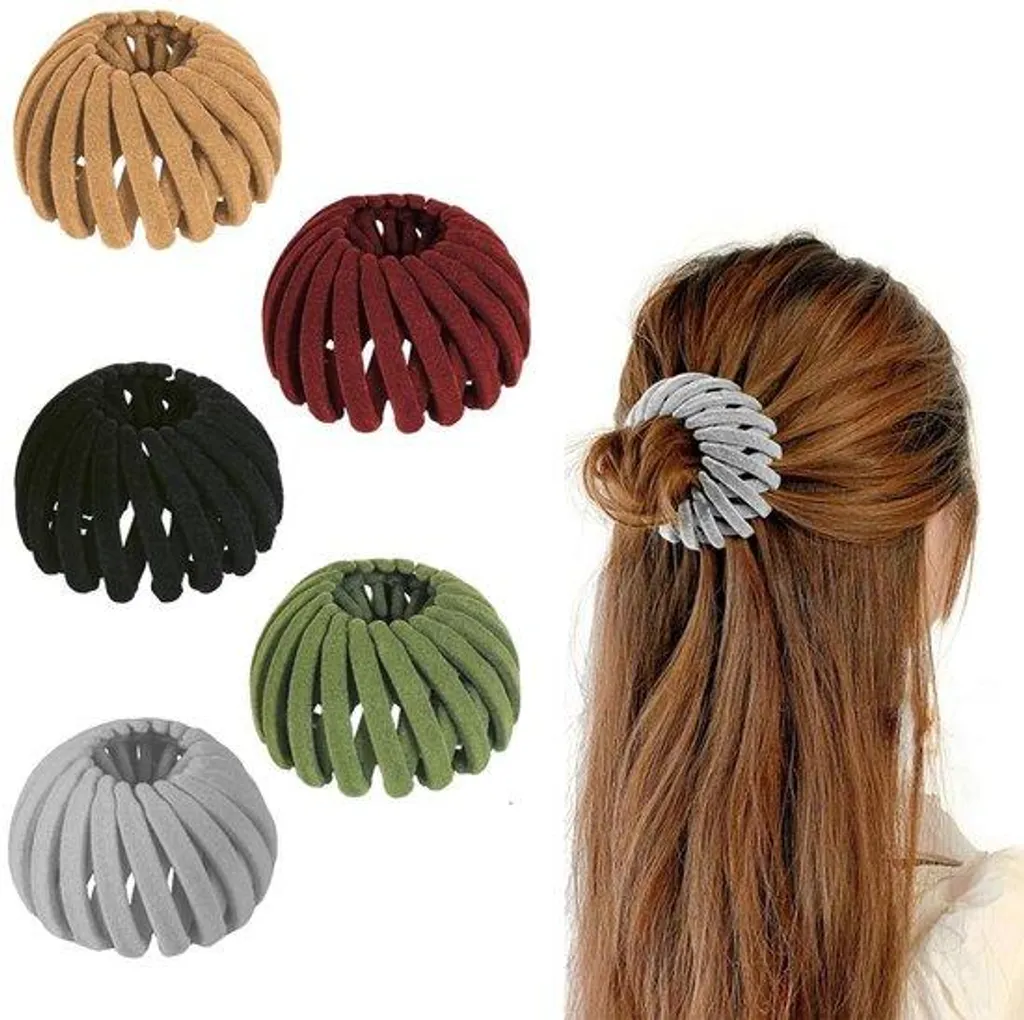 Pince à chignon nid d'oiseau rétractable, lot de 5 pinces à cheveux