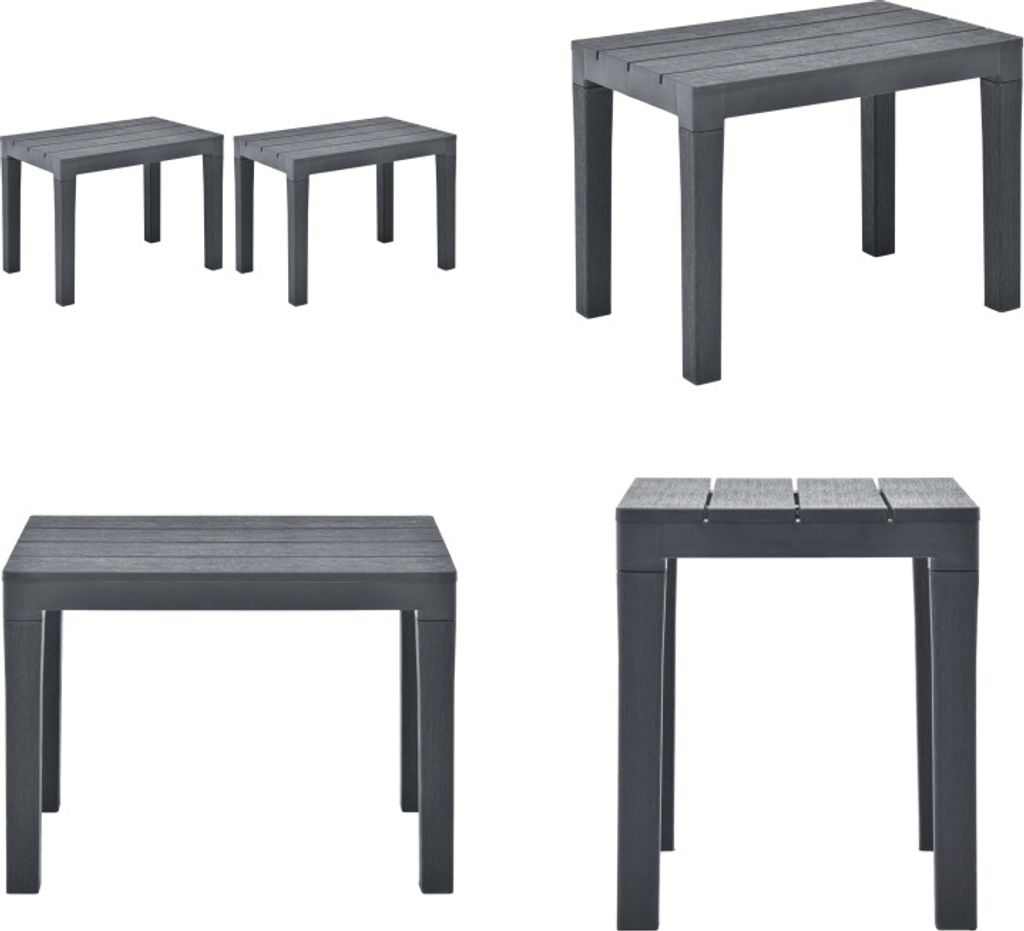 vidaXL Gartenbänke 2 Stk. Anthrazit Kunststoff - Gartenbank - Gartenbänke - Außenbank - Außenbänke