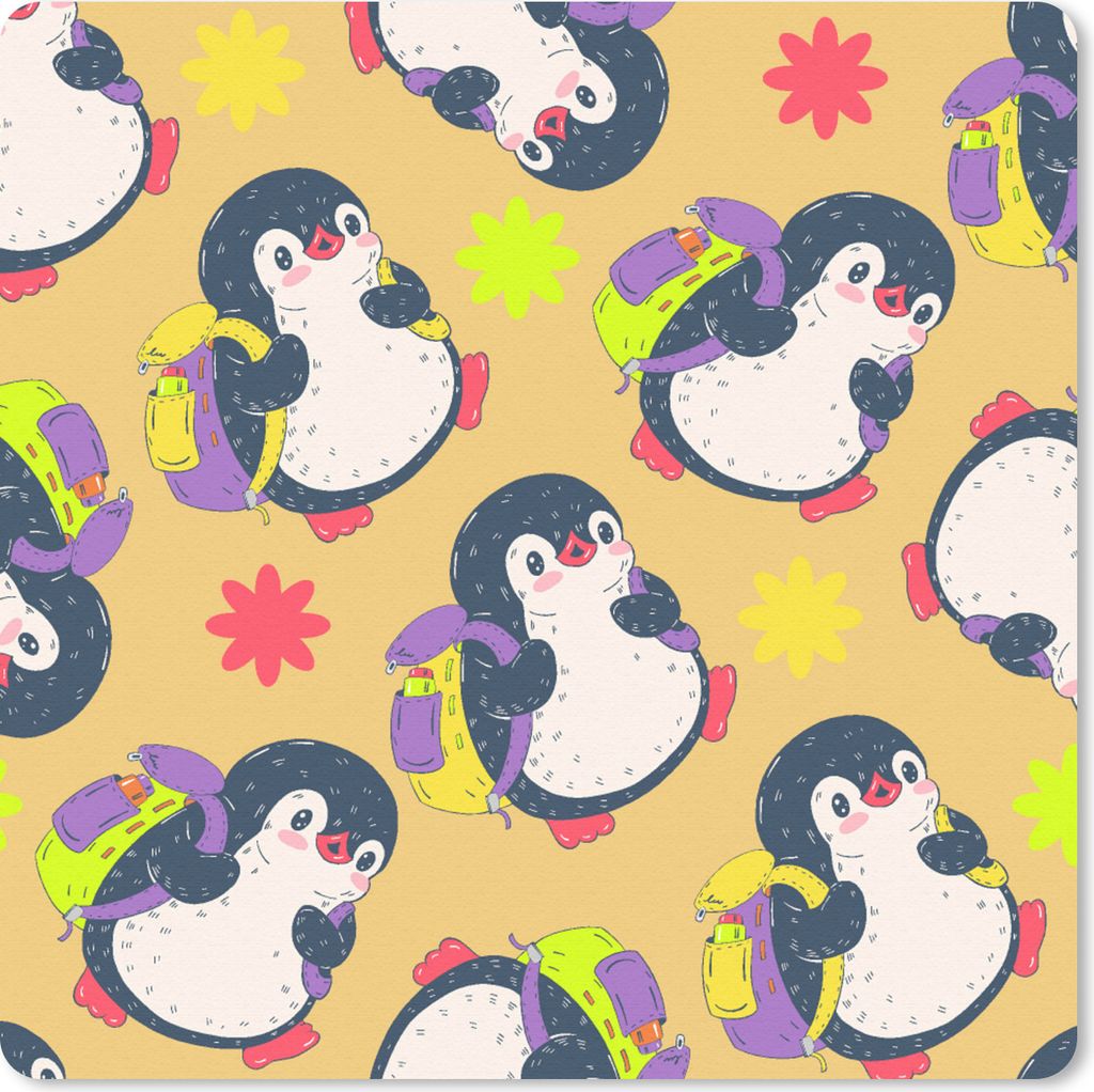 MuchoWow Mauspad Mousepad Rucksack - Pinguin - Schnittmuster 20x20 cm - Mousepads - Maus Mat - Pad - Mausunterlage - Desk Mat - Bureauartikeln