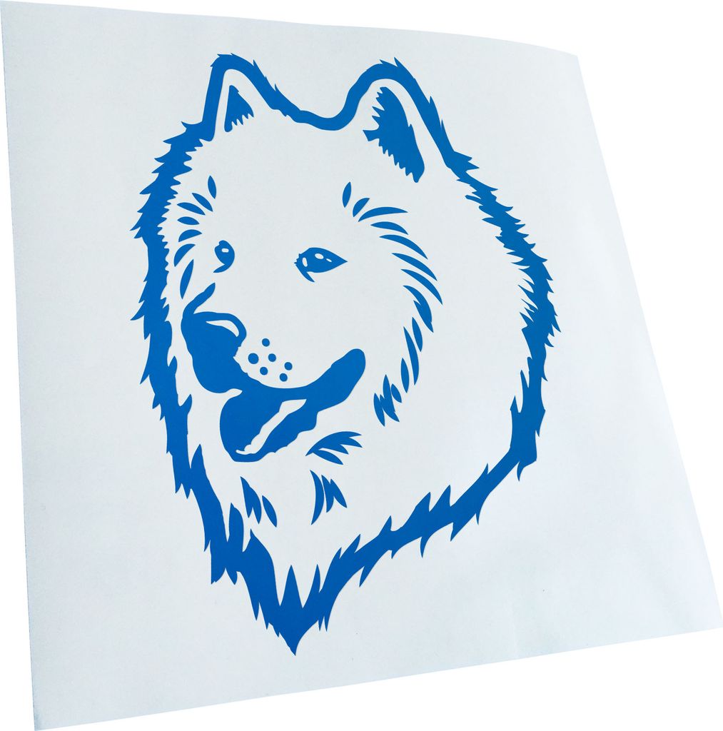 Kiwistar - Autoaufkleber - American Eskimo dog Hund - Blau - 40x31cm - Aufkleber für Auto, Laptop, Fahrrad, LKW, Motorrad mehrfarbig JDM Decal Racing