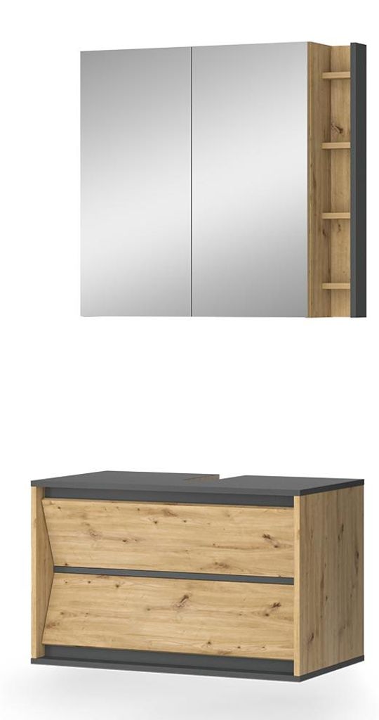 Badmöbel-Set Vicco Edelin Anthrazit/Artisan 2 Teile, Model 58287