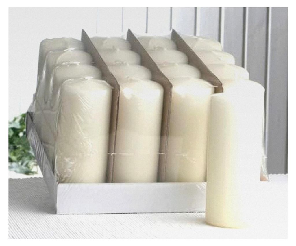 Sparpack: 16 Stumpenkerzen 15 x 6 cm Ø, elfenbein