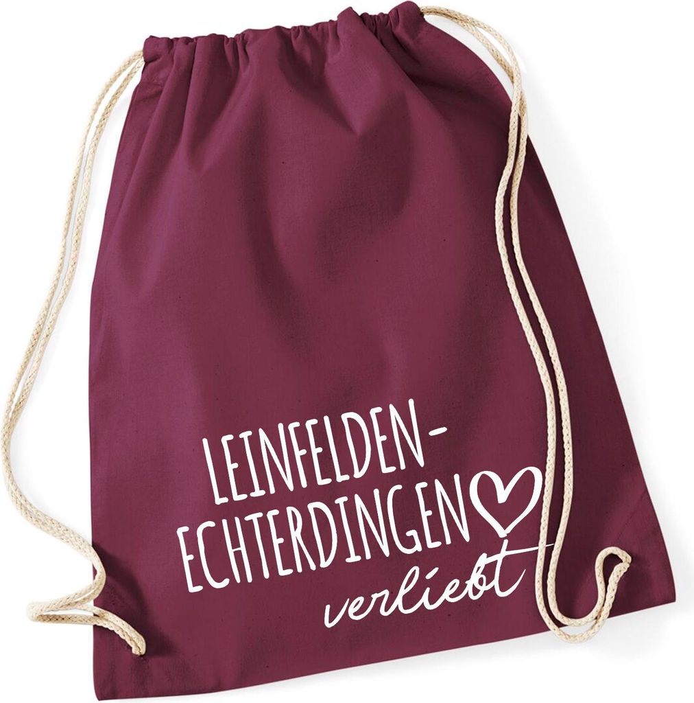 Huuraa Turnbeutel Leinfelden-Echterdingen verliebt 12 Liter Burgundy Baumwolle Rucksack Geschenkidee