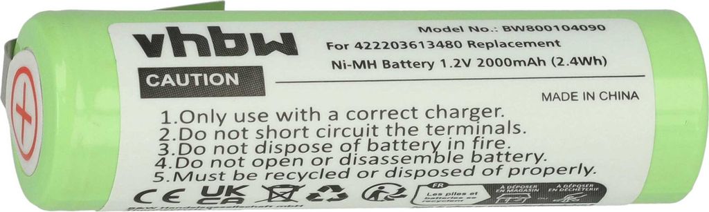 vhbw Akku kompatibel mit Grundig G8265, G8267, G8261, G8264, G8235, G7585, G8234, G9000, G9000S; Rasierer (2000 mAh, 1,2 V, NiMH)