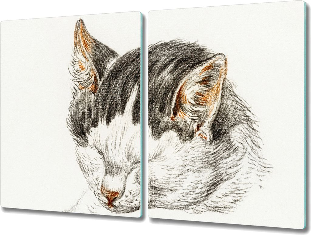 Coloray Herdabdeckplatte 2x40x52 cm Schneidebrett Kochplattenabdeckung Küchenbrett Hackbrett - Haustier Katze